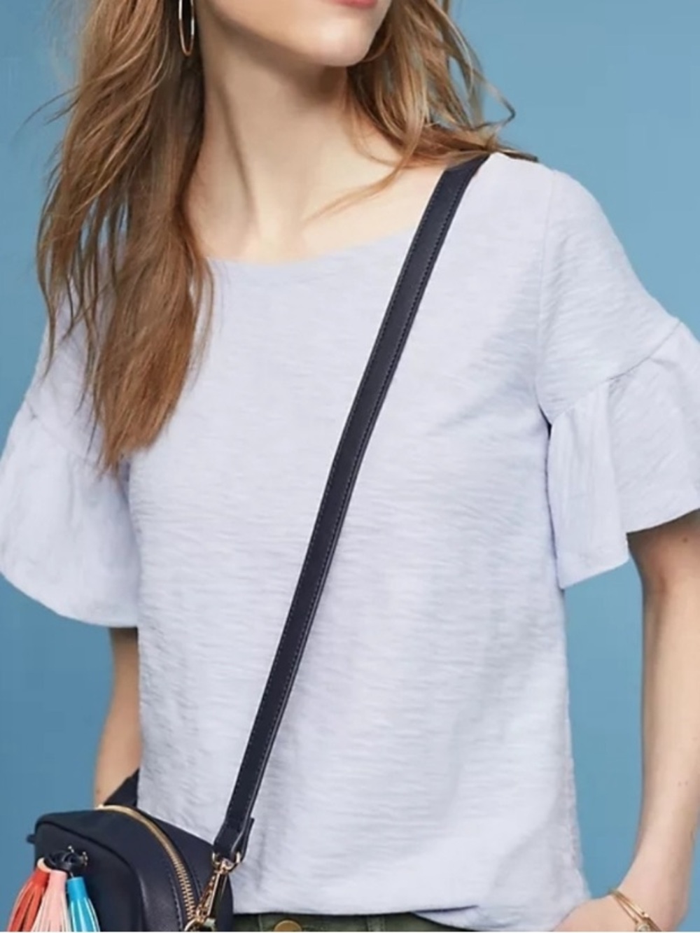 Anthropologie Postmark Flutter Sleeve Cotton Top